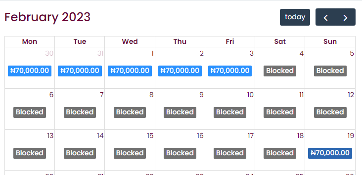 View Blocked Dates